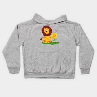 Puzzled Cute Lion with Funny Sunflower Kids Hoodie